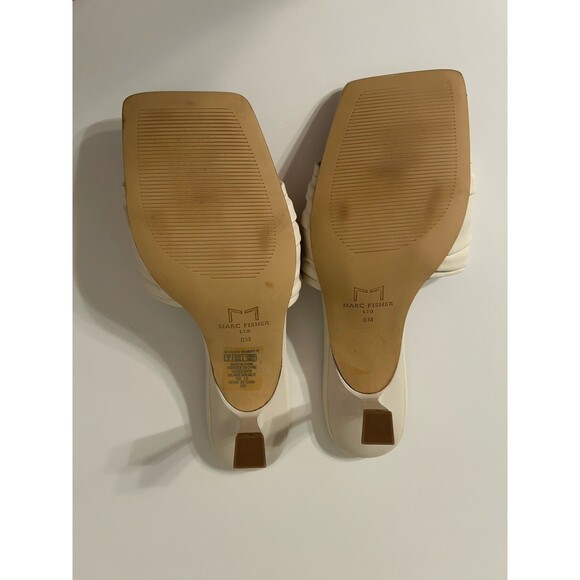 Marc Fisher ltd Caleno Leather Open Toe Kitten Heel Sandals Women Size 8 Ivory - Picture 5 of 8